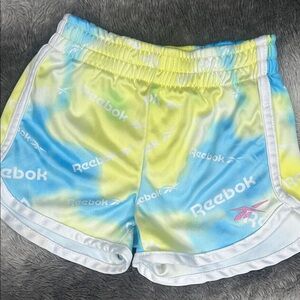 Reebok Blue and Yellow Performance Shorts for Active Wear